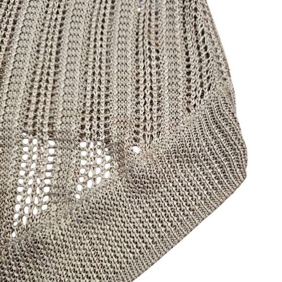 Chico's Sweater Womens Medium Beige Knit Fringed 100% Rayon Drape Front Cardigan - Picture 4 of 8